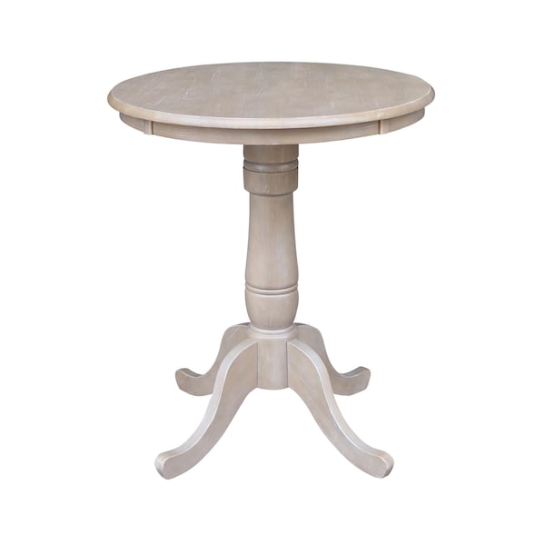 International Concepts Round 30 in Round Top Pedestal Table, 34.9 inH, Washed Gray Taupe, 30 W, 30 L, 35.1 in H, Wood K09-30RT-6B - main